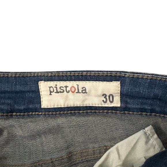 PISTOLA Anais Ankle Zip Skinny Jeans Blue Denim Distressed Pockets Size 30 - Picture 4 of 9